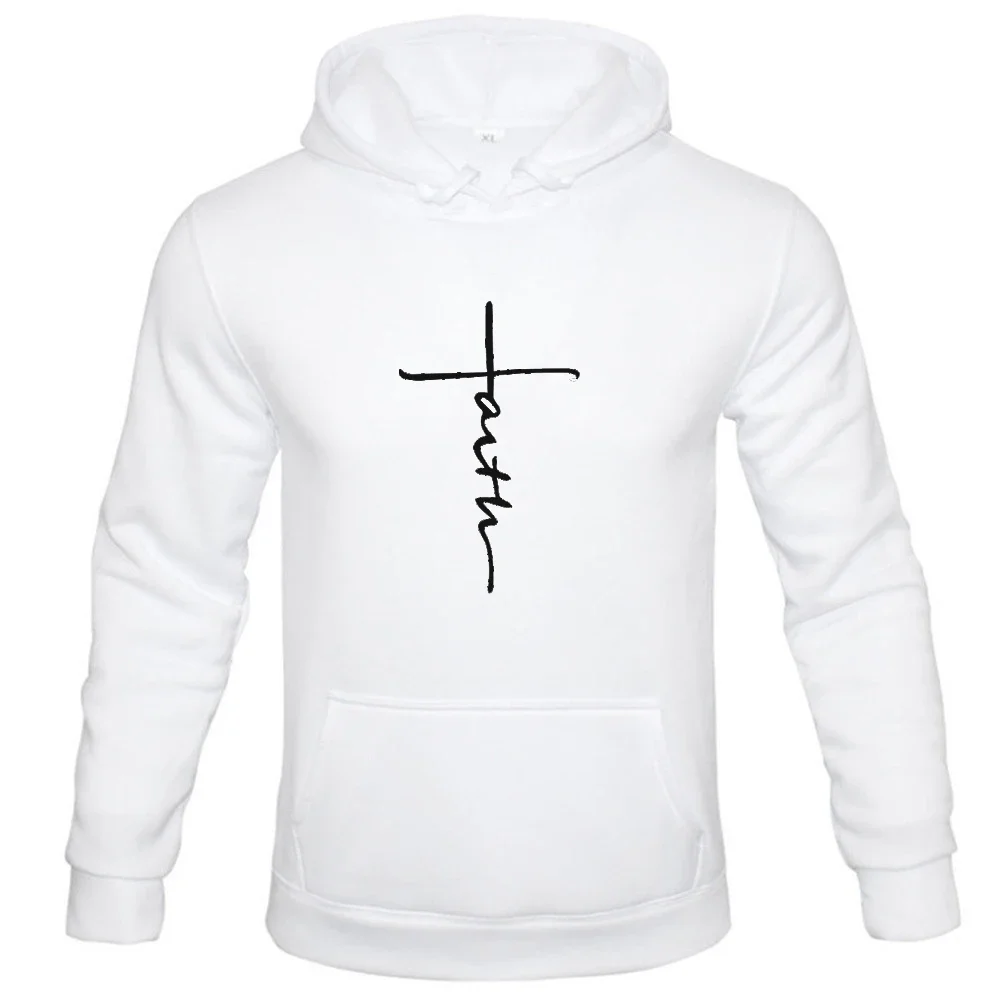 

Mens Faith Print Hoodies Casual Oversized Sweatshirt Autumn Fleece Hoodie Male Clothing Pullover Tops