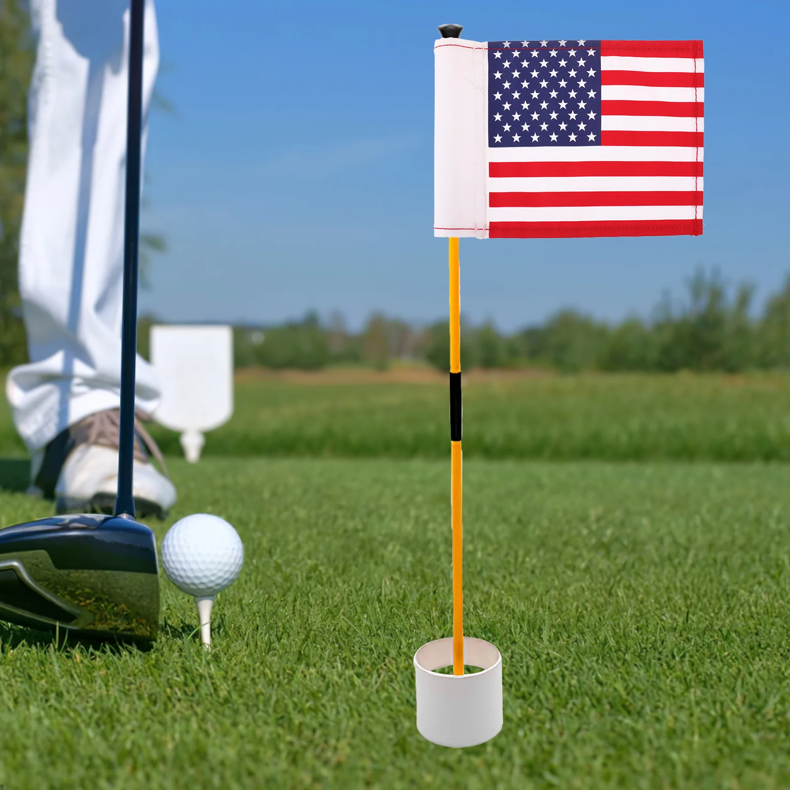 

Checkered Golf Flags Mini Putting Green Practice Yard Backyard Garden Outdoor Golf Training Sticks Durable Mini Flags