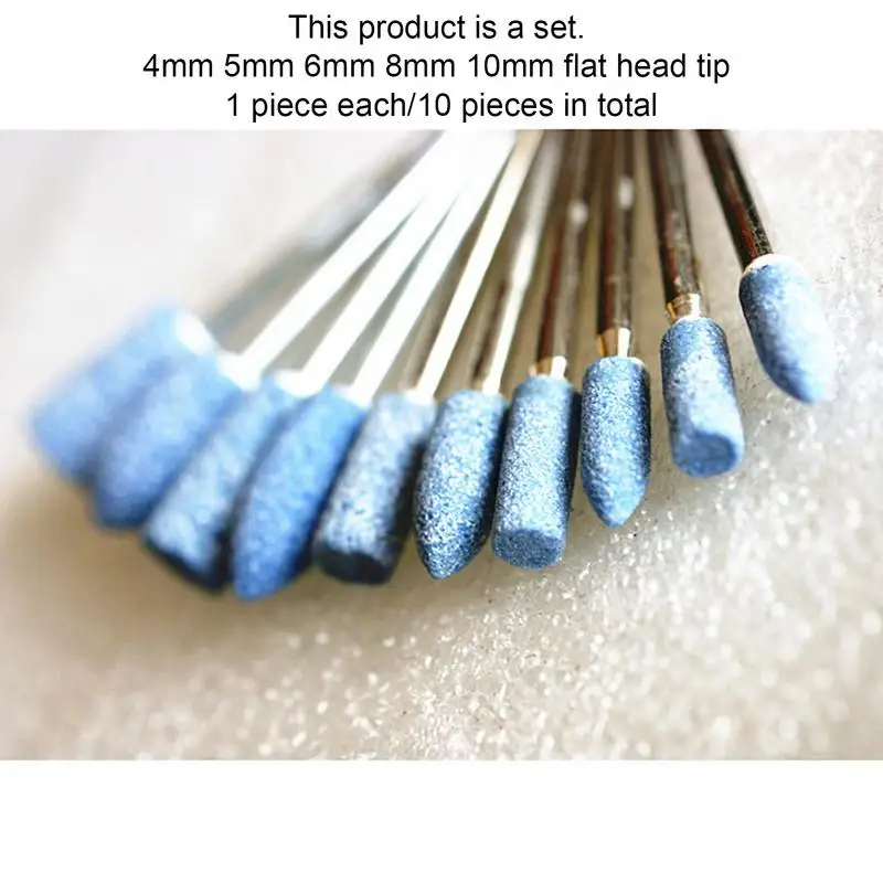 Kit de cabeça de polimento multifuncional, rebolo para pedra 10x azul, ferramenta de polimento, acessórios para moedor elétrico