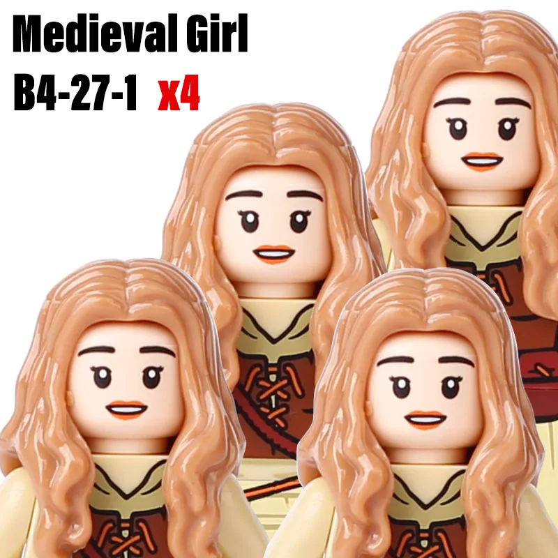 Medieval Castle MOC Soldiers Figures Building Blocks Witch Elderly Farmer Craftsman Girl Weapons Children\'s Toys Brick Gift B149