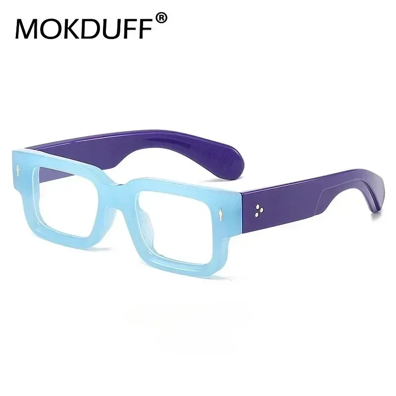 Vintege Computer Glasses Frame Women Men Rectangle Eyewear Blocking Glasses Rivets Eyeglass Thick Frame Anti Blue Light Glasses