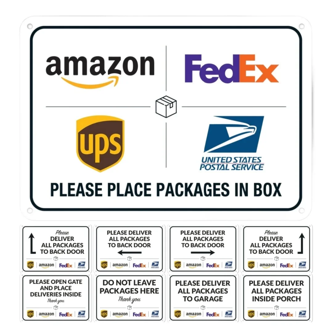 Package Delivery Metal Sign,Delivery Instructions All Package To Back Door Sign,Rust Free Fade Resistant,Home,office Wall Decor