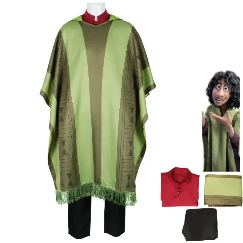 Bruno Madrigal Cosplay Costume pour enfants, Anime Movie Charm, Cape à rayures vertes, Uniforme Everak, Enfants, Adultes, Hommes, ixd'Halloween, Trempé