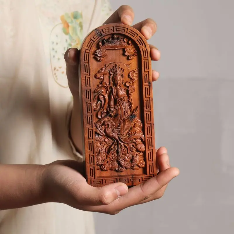 Lightning-struck natural , Nine Celestial Maidens double-sided relief jujube wood talisman, Five Thunder Com