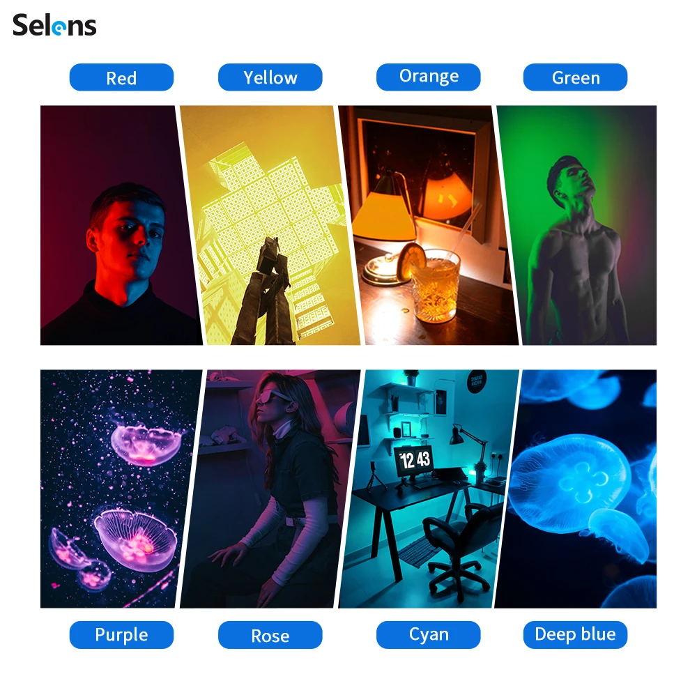 Selens 20pcs Color Lighting Gel Filters For AL-01 Film Transparent Color Correction Balance Lighting Filter Kit With Store Bag