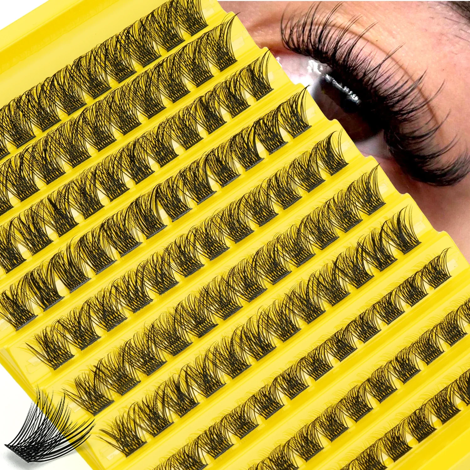 DIY Spiky Cluster Individual Lashes Multi-Row Large Pack Thick Curly Faux Mink Reusable False Eyelashes for Women Home Makeup