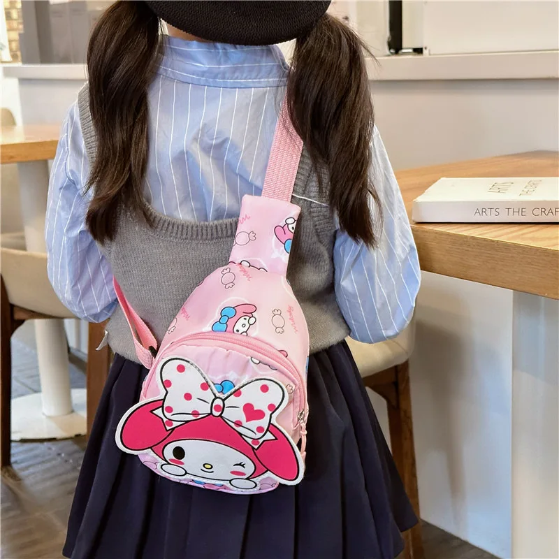 Sanrio-mochila de Hello Kitty Cinnamoroll para niños, bolso de hombro de dibujos animados, bolsos de pecho, bandolera de viaje, regalo de Navidad,