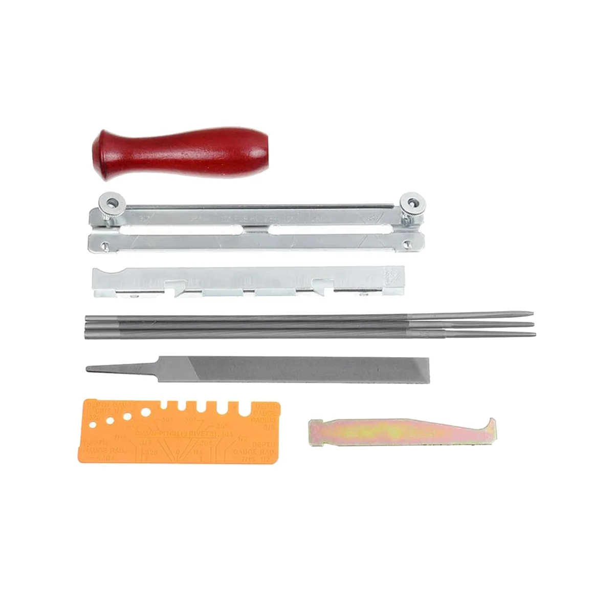 العالمي بالمنشار مجال شحذ عدة ، سلسلة مبراة ، ملفات مستديرة ، ملف مسطح ، مقبض ، دليل الإيداع