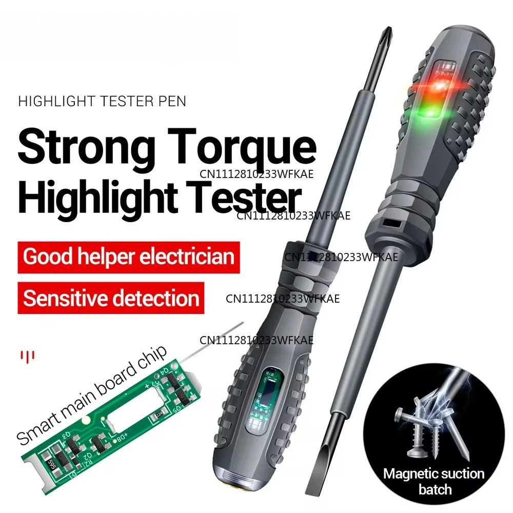 Multifunctional electrician test screwdriver, AC non-contact induction test laptop 70-600V red and green sensor light