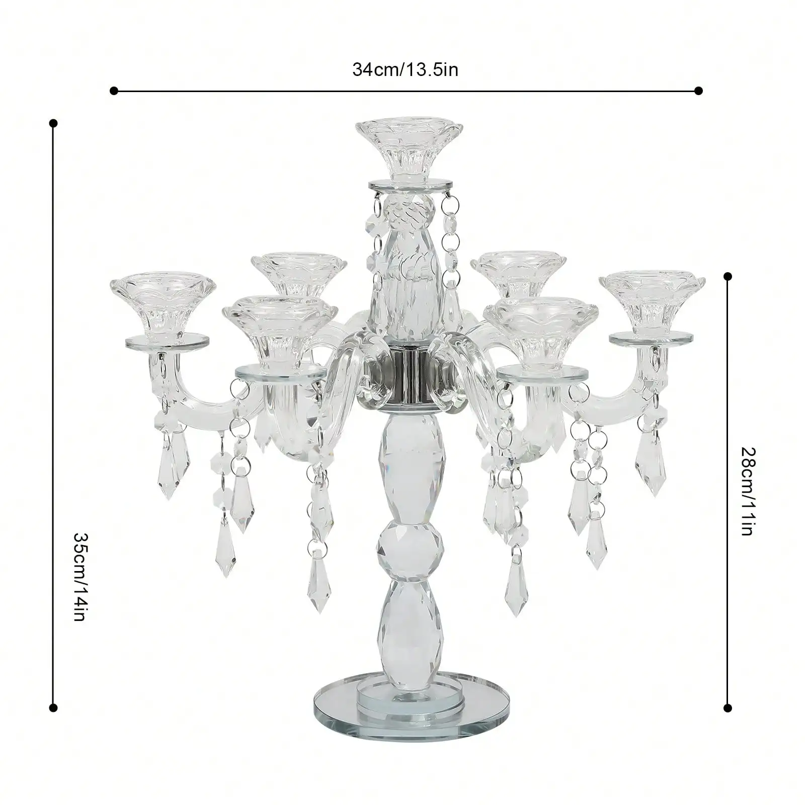 

Candlestick Holder Crystal Candelabra Candlestick 7-Arm Candle Holder For Party