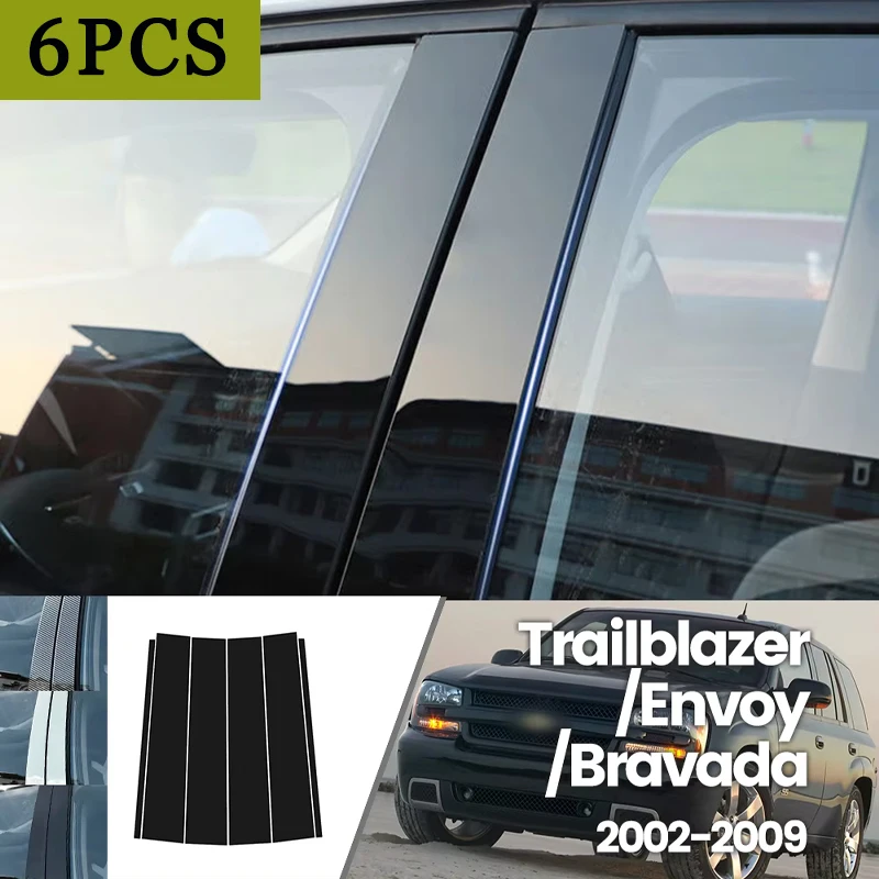 

For Chevrolet Trailblazer Envoy Bravada 2002-2009 2003 2004 Bright Black Carbon Fibre Window Door Waterproof B C Sticker