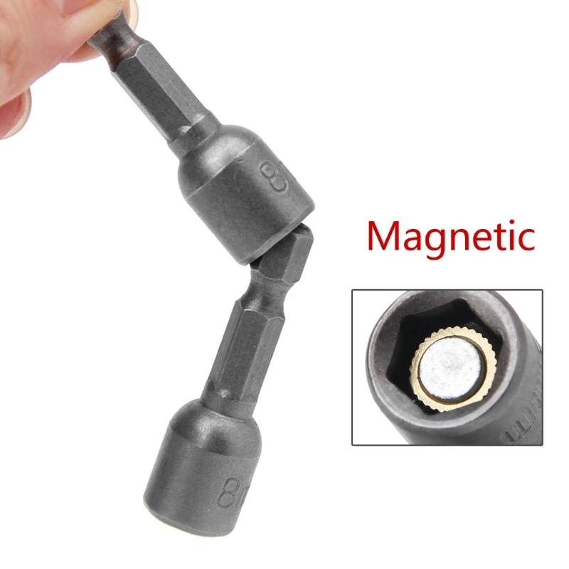 M6CF 10 Pcs Magnetic Nut Driver Set 8mm 5/16" Socket Adapter Drill Bit