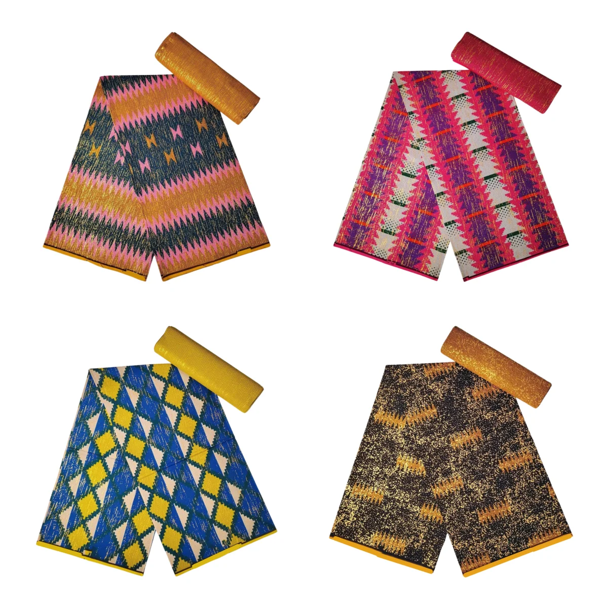 

4 + 2 ярда, Золотая восковая ткань Анкары, 100% хлопок, Нигерия, Kente, восковая ткань для женских платьев, ткань для шитья