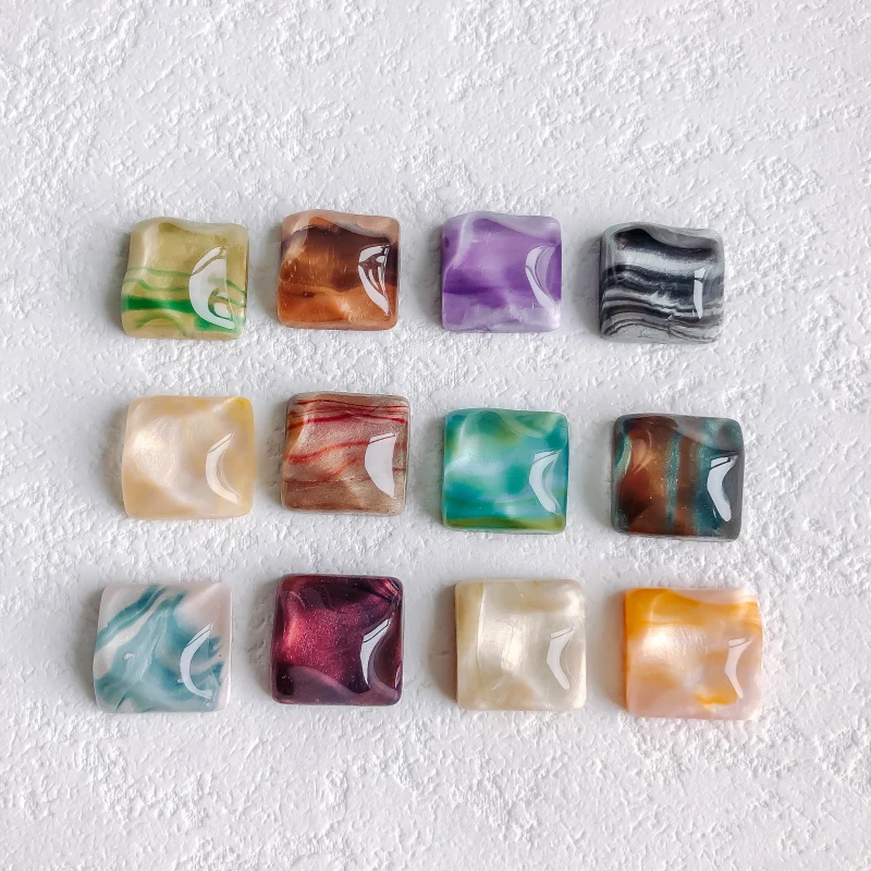 Resin Plastic Flat Back Square Shape Clear Spacer Pendant Earring Accessories Jewelry Component Diy Handmade Material 10pcs