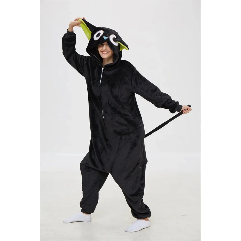 

Cute Black Cat Onesies For Adults Anime Cosplay Costume Pussycat Pajamas Adults One Piece Carnival Pyjamas Hooded Sleepwear