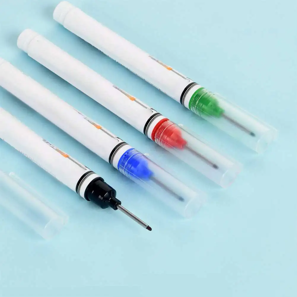 12PCS 13mm Marking Pen For Oil-Based Woodworking Tiles Deep Hole Long Nib Head Marker Waterproof Ink Plastic Multi-Purpose Tool