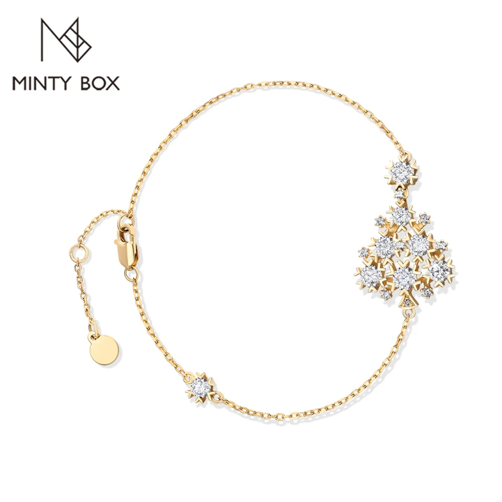 

MINTYBOX 18k Gold Plated Chritmas Cubic Zircon Bracelets for Women S925 Silver Lab Diamond Bracelet Mom Jewelry Gift For Family