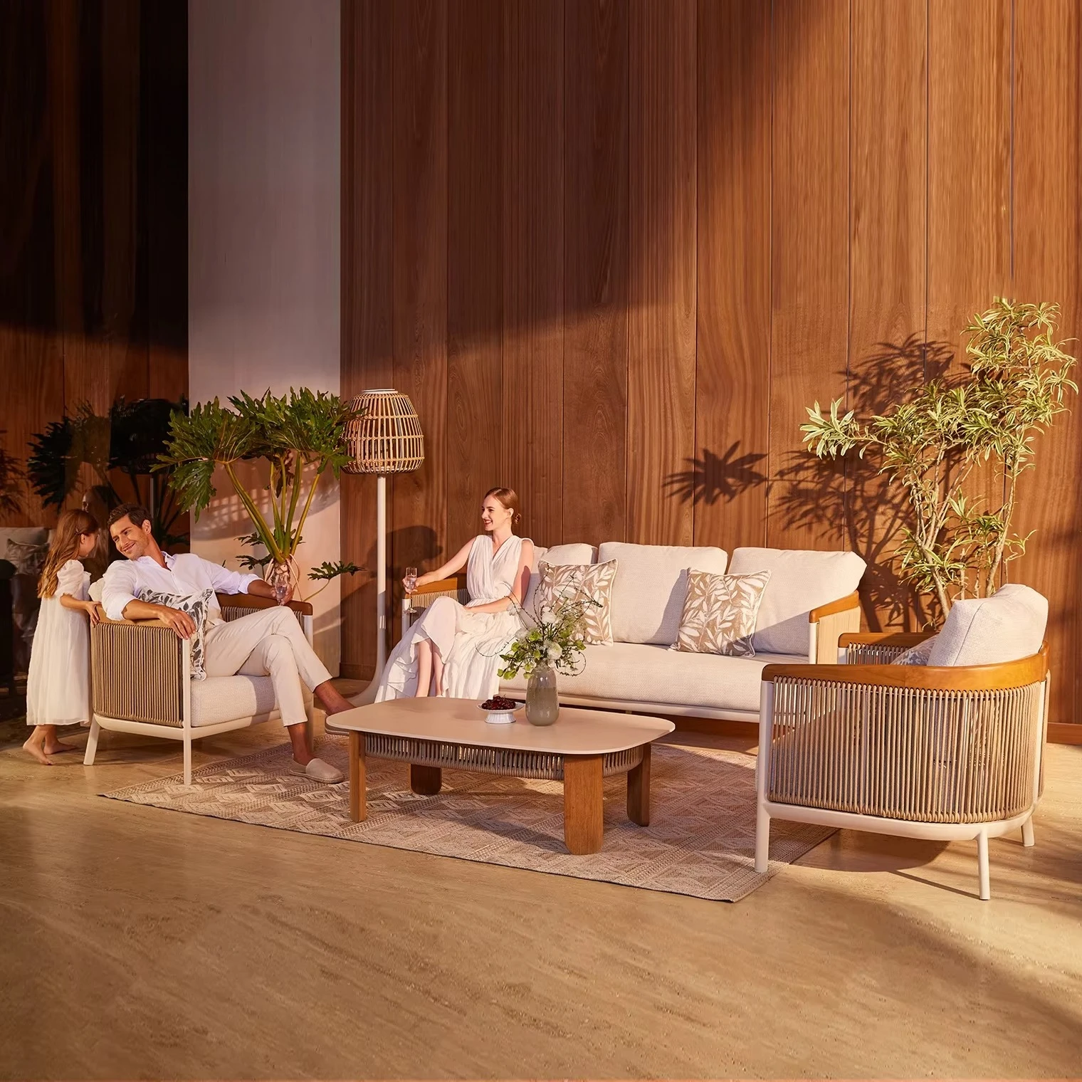 

New Arrival Artie Rope Weaving Patio Furniture Set Garden Sofa Modern Luxury Garden Lounge Sofa Hotel Outdoor Furniture Set