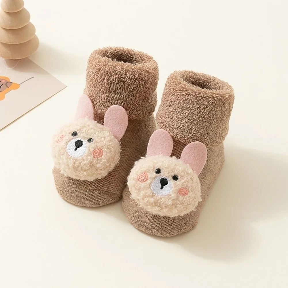 

Soft Cartoon Bear Baby Socks Non-Slip Grips Design Breathable Winter Booties Thicken Cotton Floor Socks Learning To Walk