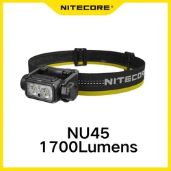 NITECORE NU45 Lightweight Headlamp 1700Lumens,Type-C Rechargeable ,Bulit-in 4000mAh Battery 8*Nitelab UHE LEDs