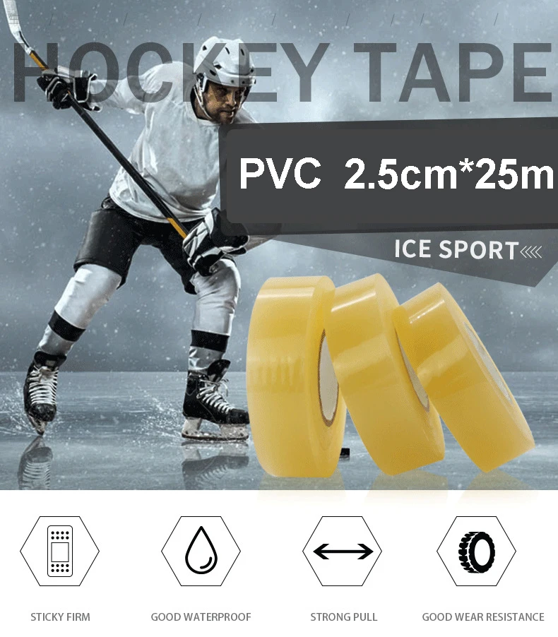 Clear ฮอกกี้เทป PVC Shin Pad ถุงเท้าเทป2.5ซม.X 25M ฮอกกี้กีฬาของขวัญอุปกรณ์เสริม