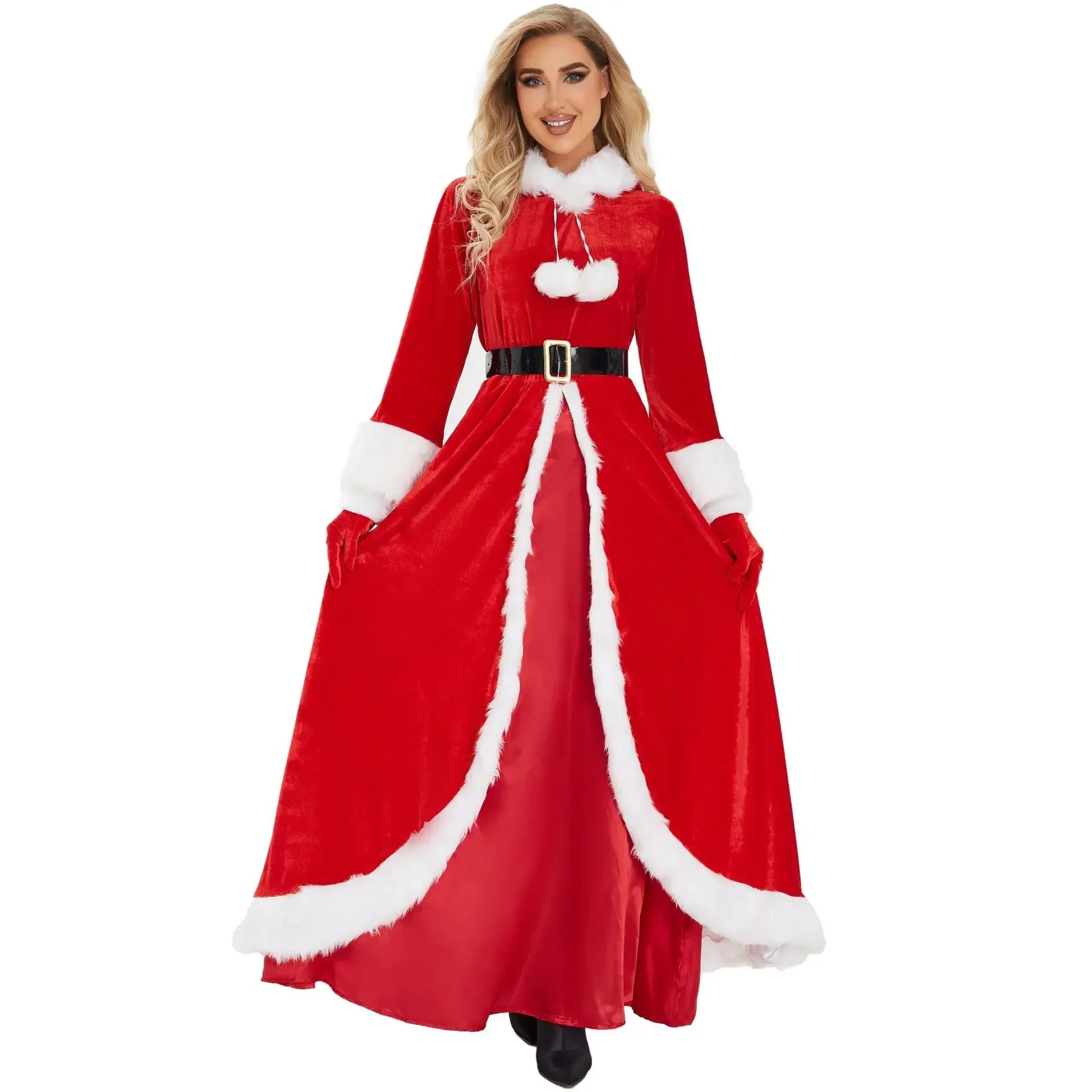 

2025New Christmas Costume Stage Christmas Costume Long Dress Christmas Queen Carnival Party Dress