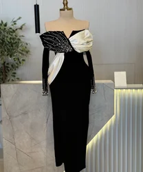 Customized Intricate Jersey Pleat Sequined Straight Off-the-shoulder Midi Dresses Quinceanera Exquisite Classic
