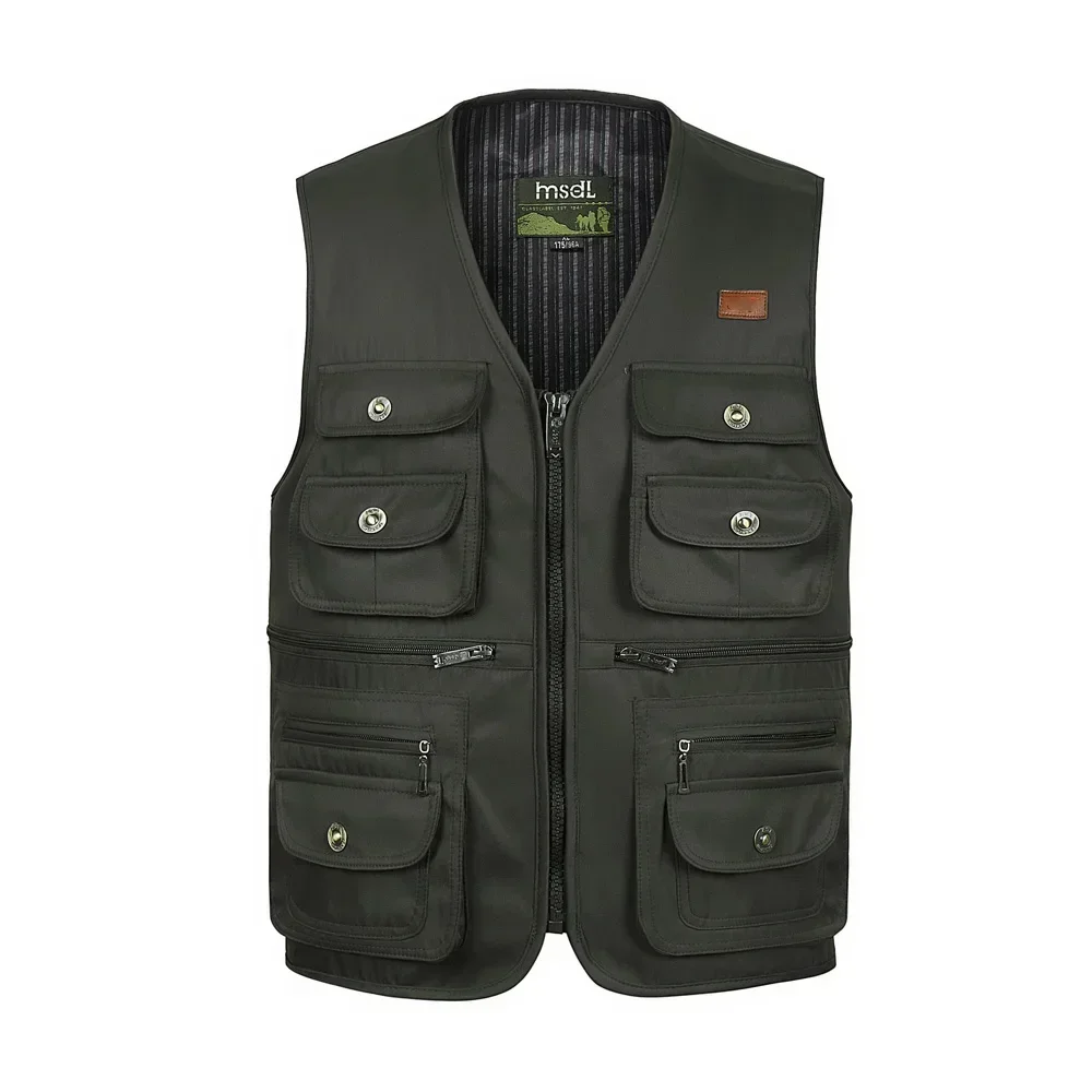 

Men New Large Size XL-4XL Motorcycle Casual Vest Male Multi-Pocket Tactical Fashion Waistcoats High Quality Overalls vest