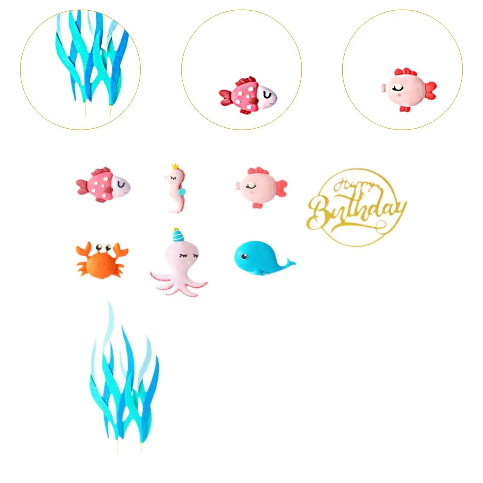 12x Топпер для морского торта с водорослями, многофункциональные украшения для торта на свадьбу, День святого Валентина, юбилей, декоративные