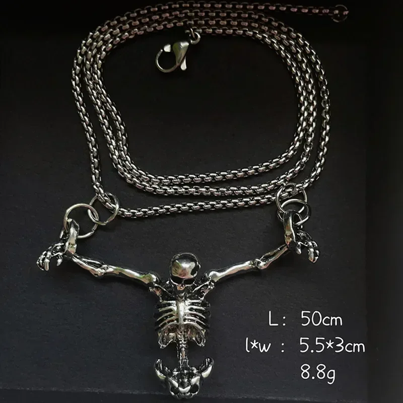 Fashion Zinc Alloy Skull Pendant Men Women Punk Necklace