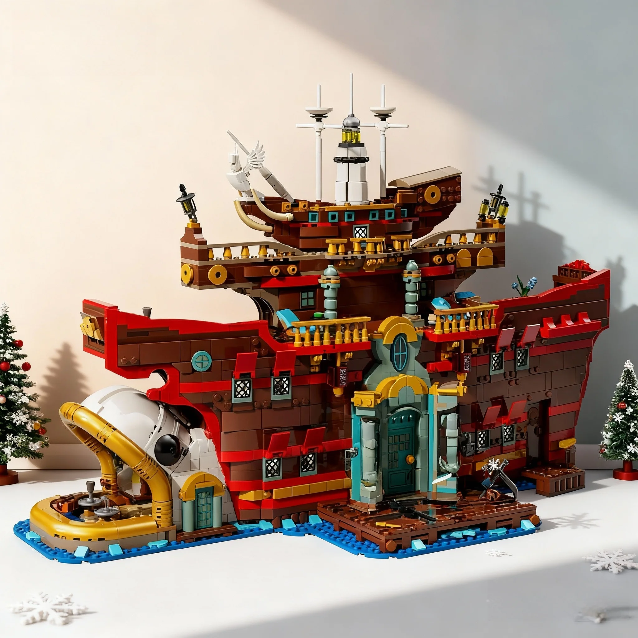 In Stock 3402PCS The Floating Restaurant Model Building Blocks MOC 75640 Brick For Kids Christmas Birthday Gifts