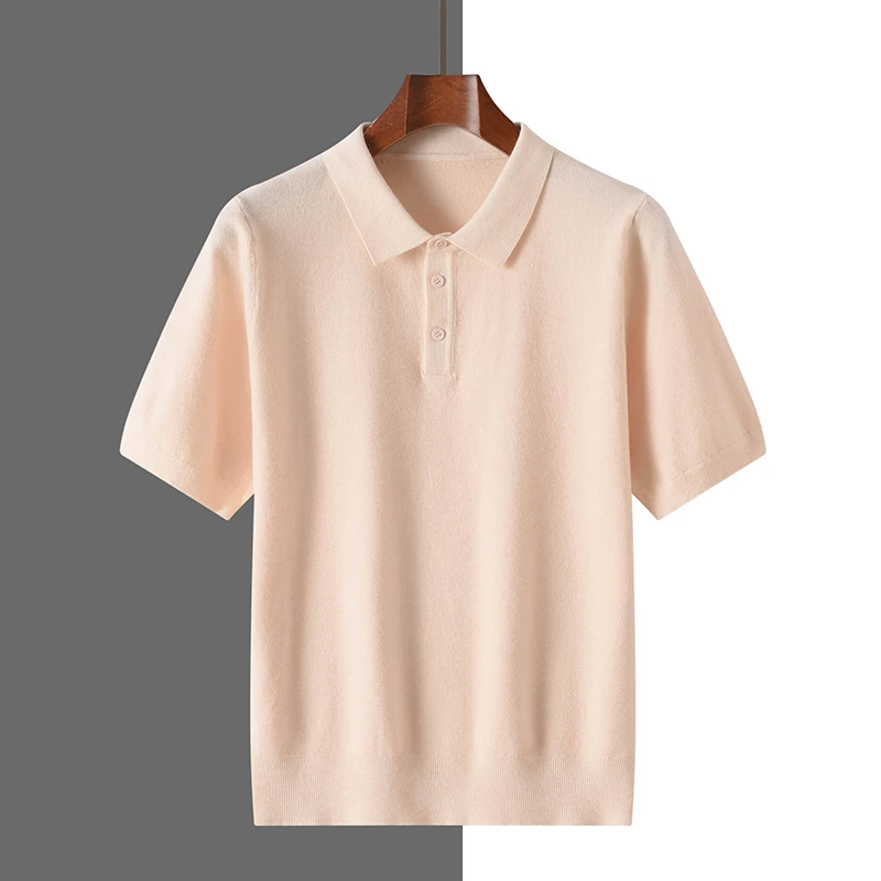 Cashmere Knitted short sleeves Men Spring and Summer Knitted POLO short sleeves Men