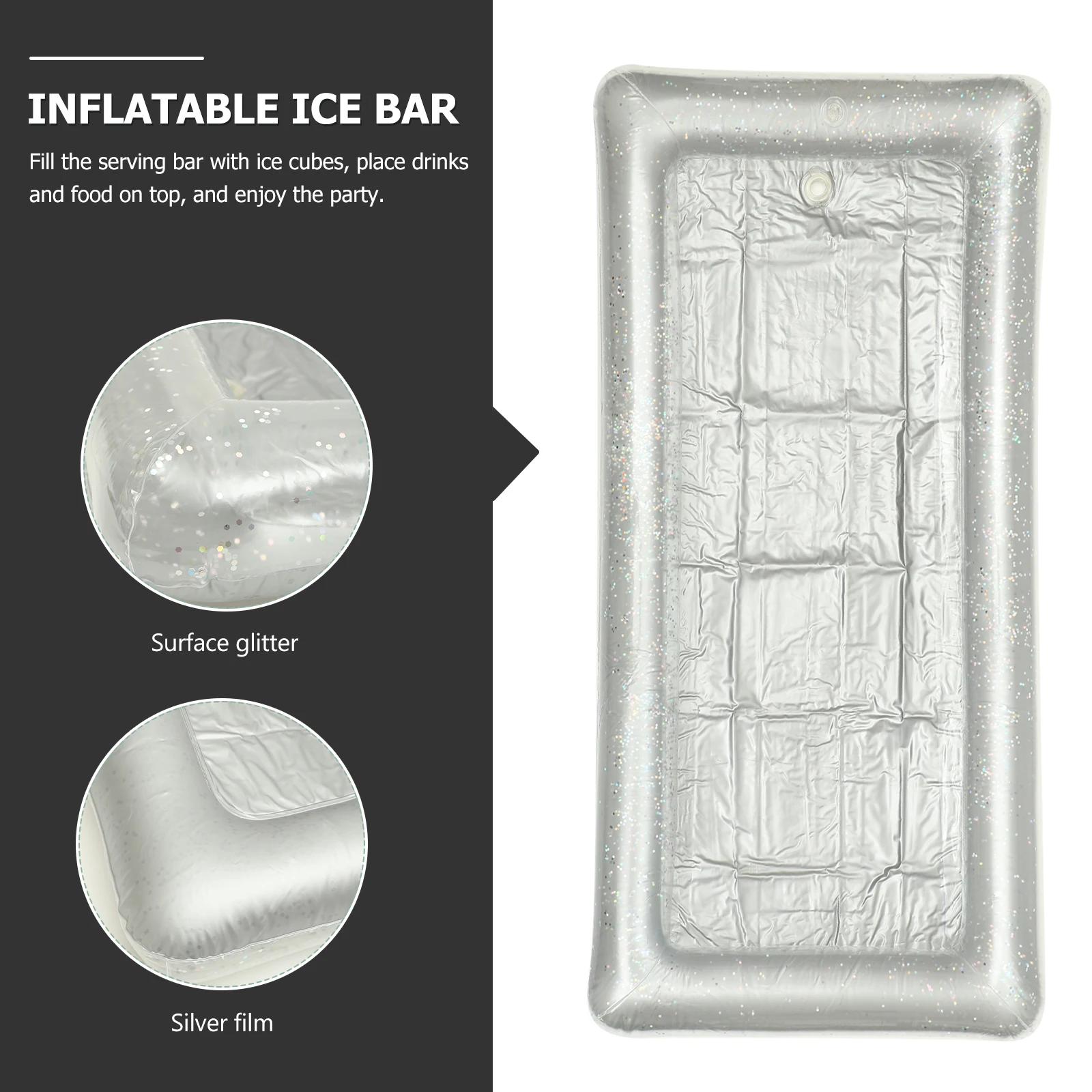 

Inflatable Ice Serving Bar Salad Plate Tray Buffet Holder for Food Thicken Pool Party