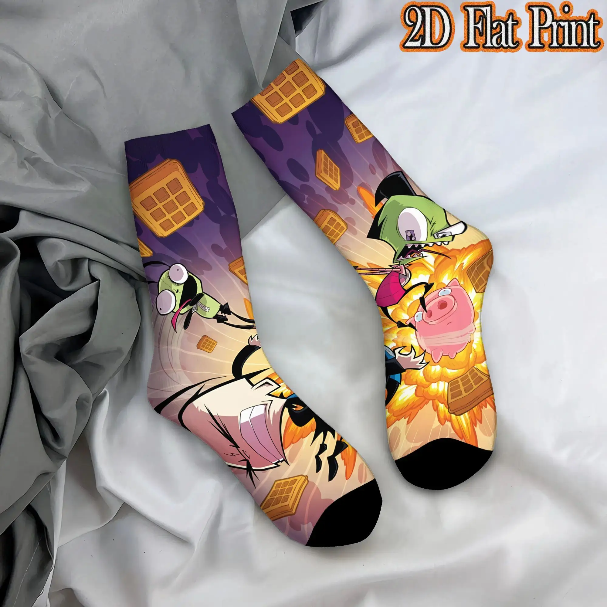 Invader Zim Anime Funny Men's  Mid-calf Winter Socks Unisex Breathable Crew Sock Cycling Socks