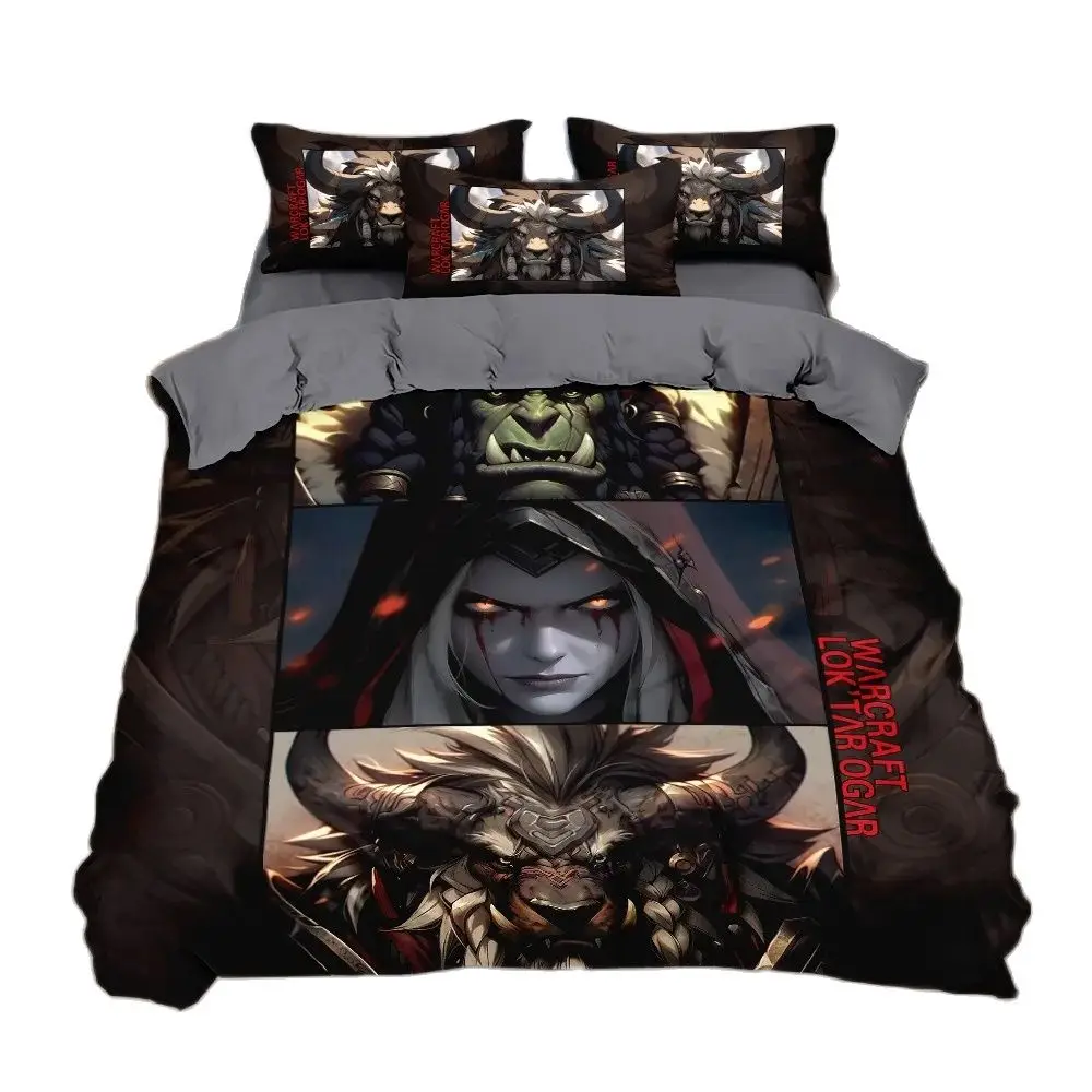 Game World Warcraft Bedding Set for Boys Adult,World of Warcraft Duvet Cover Bed Set Quilt Cover Pillowcase Comforter king Queen