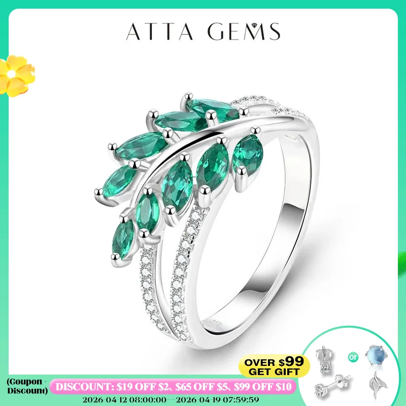 

ATTAGEMS классическое женское кольцо из серебра с изумрудом