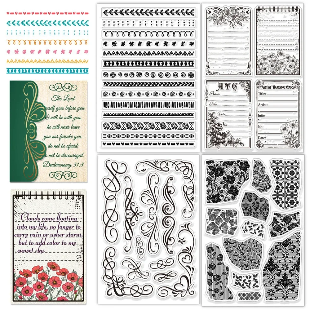 4 Blätter, 4 Stile, florale, transparente Stempel aus PVC-Kunststoff für DIY-Scrapbooking, Fotoalben, dekorative Kartenherstellung, gemischte Formen