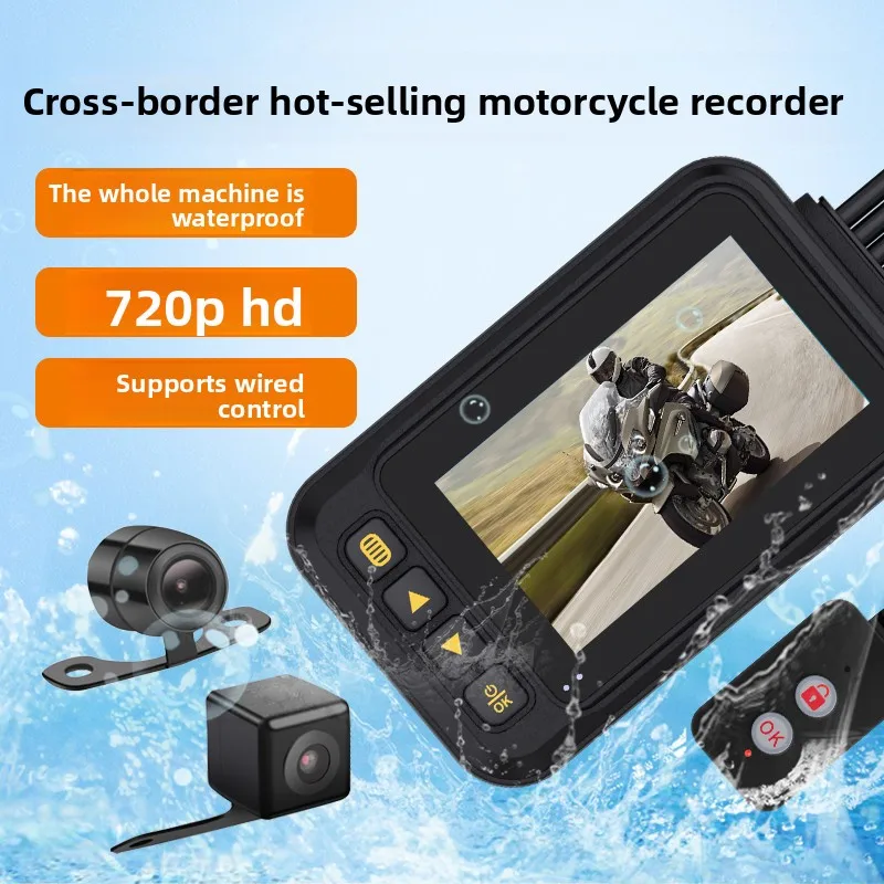 Upgraded 3 Inch Motorcycle Dash Cam Dual Lens Front & Rear 720P Waterproof Motorbike DVR Video Recorder for Electric Scooter