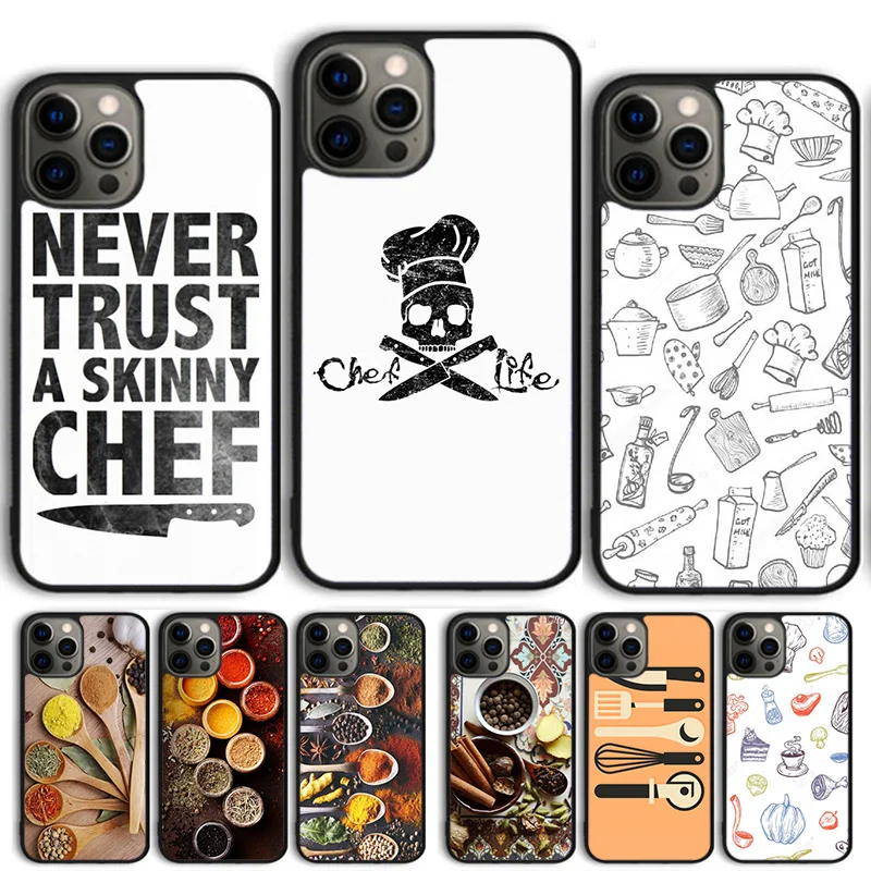 Cooking Utensils Chef Kitchen Phone Case Cover For iPhone 15 16 14 13 12 Pro Max mini 11 Pro Max XS X XR Plus Coque