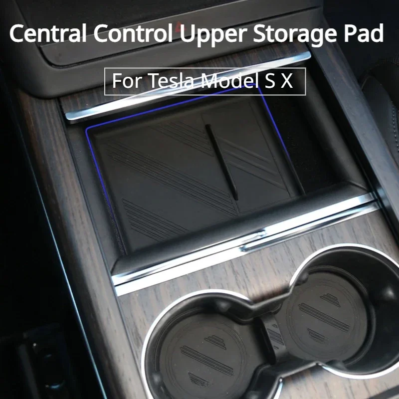 

For Tesla Model X S Central Control Water Cup Mats/Center Console Upper Storage Pad Armrest Box Storage Pads Car Accessories