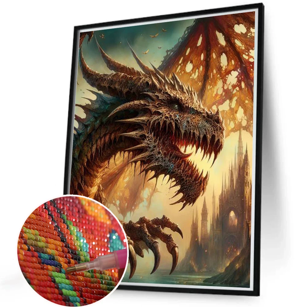 Fierce War Dragon DIY 5d Diamond Painting Cross Stitch New 2024 Abstract Fantasy Diamond Mosaic Embroidery For Home Decor Gift