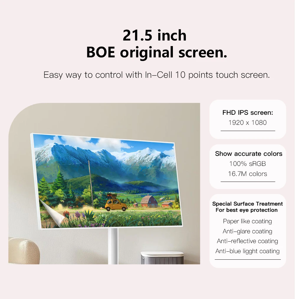 21.5 Inch Android Touch Screen TV with Stand Vertical Live Streaming Machine IPS Display&Battery Powered Yoga Wifi smart Tablet