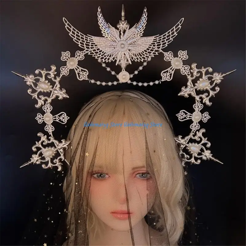 

573B позолоченные короны, повязка на голову, обруч для волос с ангелом, костюм для официальных мероприятий, реквизит для