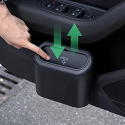 Car Trash Bin Hanging Vehicle Garbage Dust Case Storage Box Plastic Pressing Square Trash Can Type Auto Car Interior Accessories