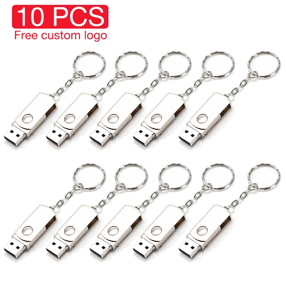 

JASTER Metal USB Flash Drive Rotation Pen Drive 4GB 8GB 16GB 32GB 64GB Real Capacity Pendrive USB Memory Stick with Key Chain