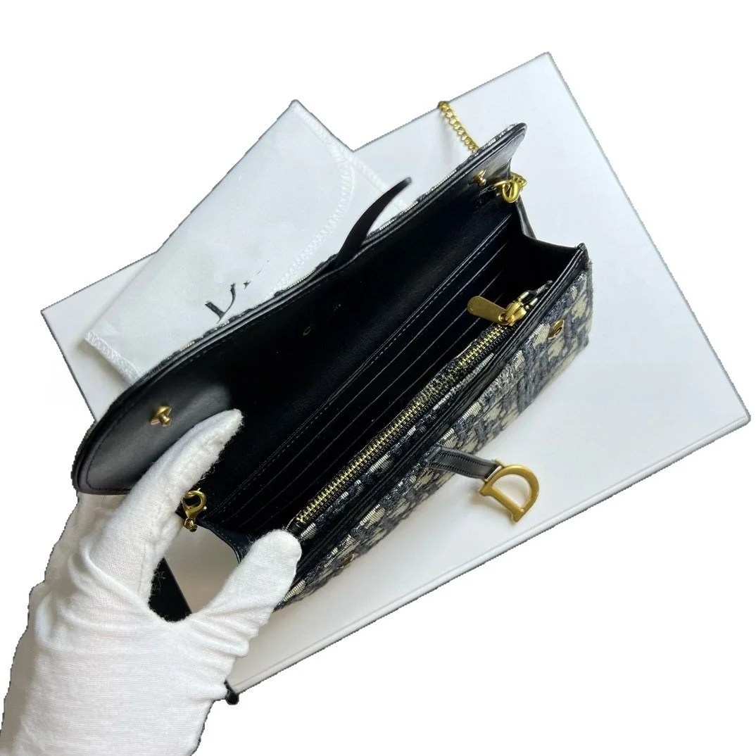 Mini WOC اثنين في واحد محفظة الأمومة دائم الجلود حقيبة يد بسلسلة حقيبة كتف Crossbody محفظة طويلة نمط الشارع الاتجاه