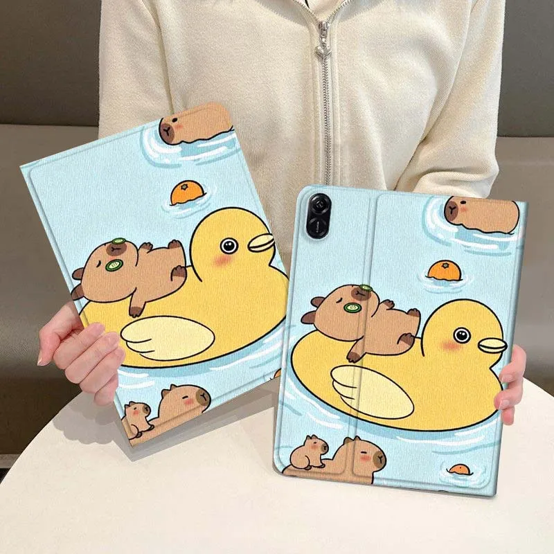 

Capybara Bathing Cute Pattern For Honor Magic Pad 6 7 X8 V6 V7 Pro V8 X9 8 V8 9 13 X8a 2 V9 GT X9a X9 GT2 13.3 Inch Tablet Case