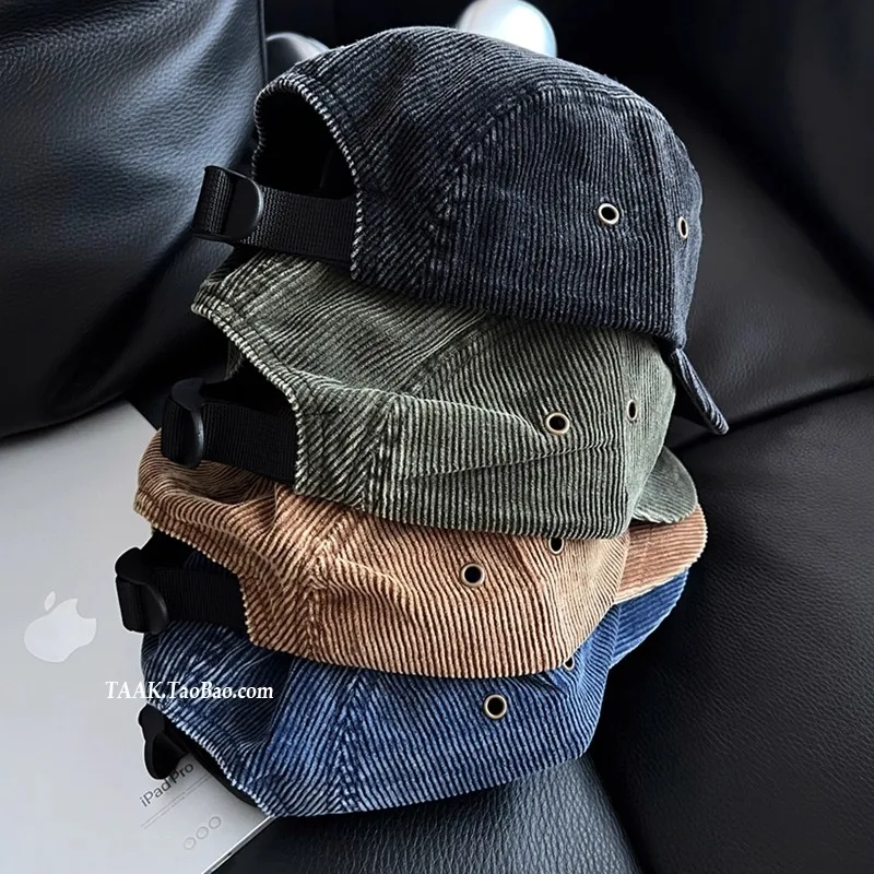 New Retro Corduroy Tooling Style Short-brimmed Men's Hat Spring and Autumn Street Trend Versatile Hip-hop Baseball Caps Women