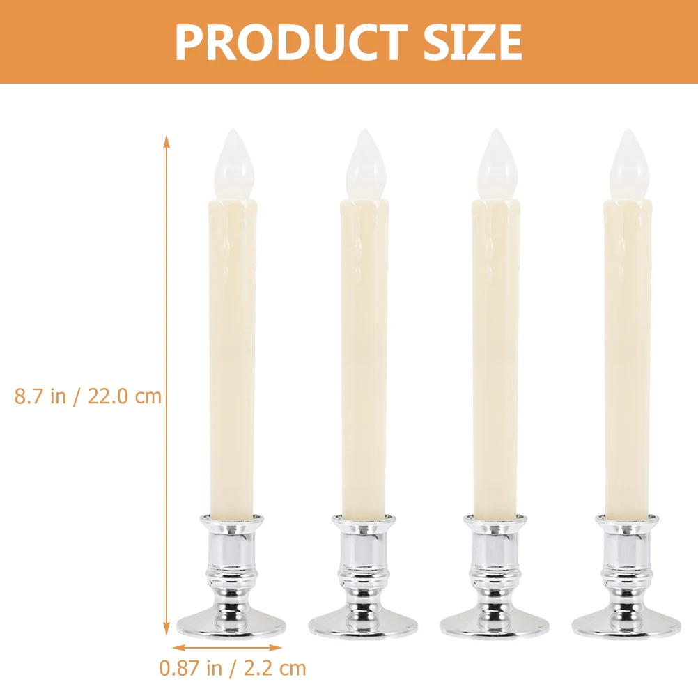 

4pcs LED Flameless Taper Candles Flickering Simulation Wax Operated Candlesticks Decorative Lights for Wedding Party