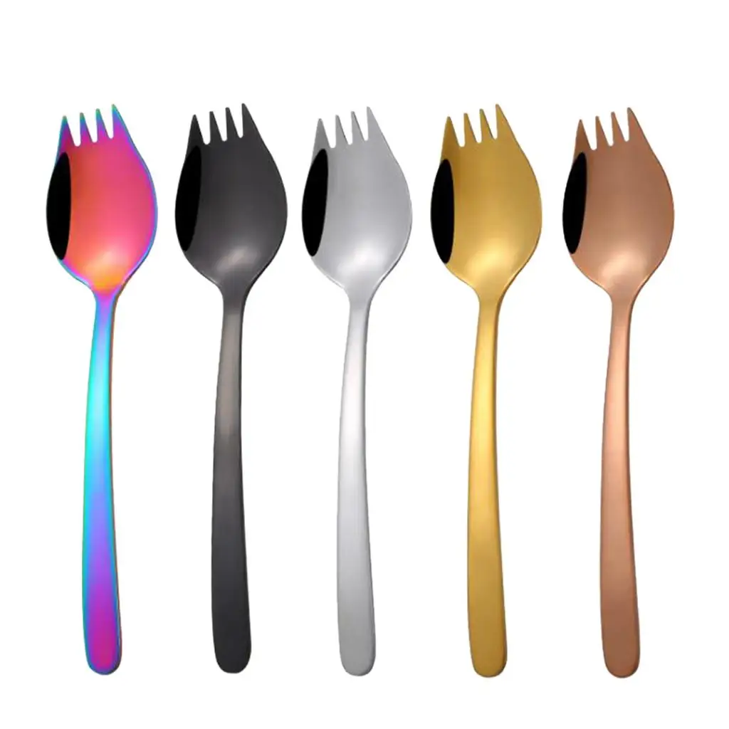Stainless Steel Spork Spoon Fork Combo Camping Utensils Kitchen Tableware Salad Flatware for Travel
